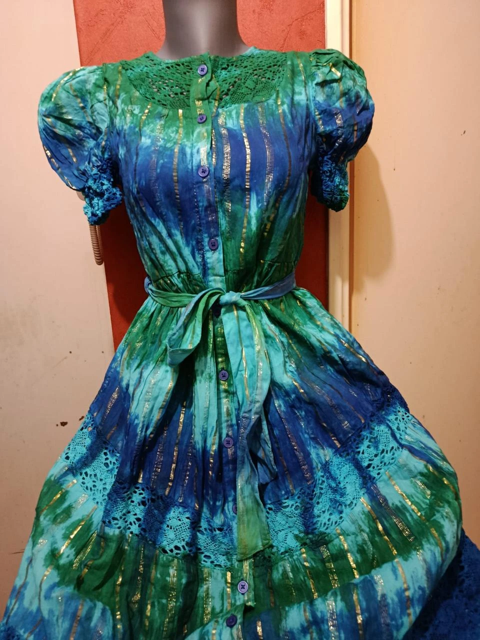 vestido longo NJ Couture - Inspiração sari indiano Bollywood - P/M – photo 3